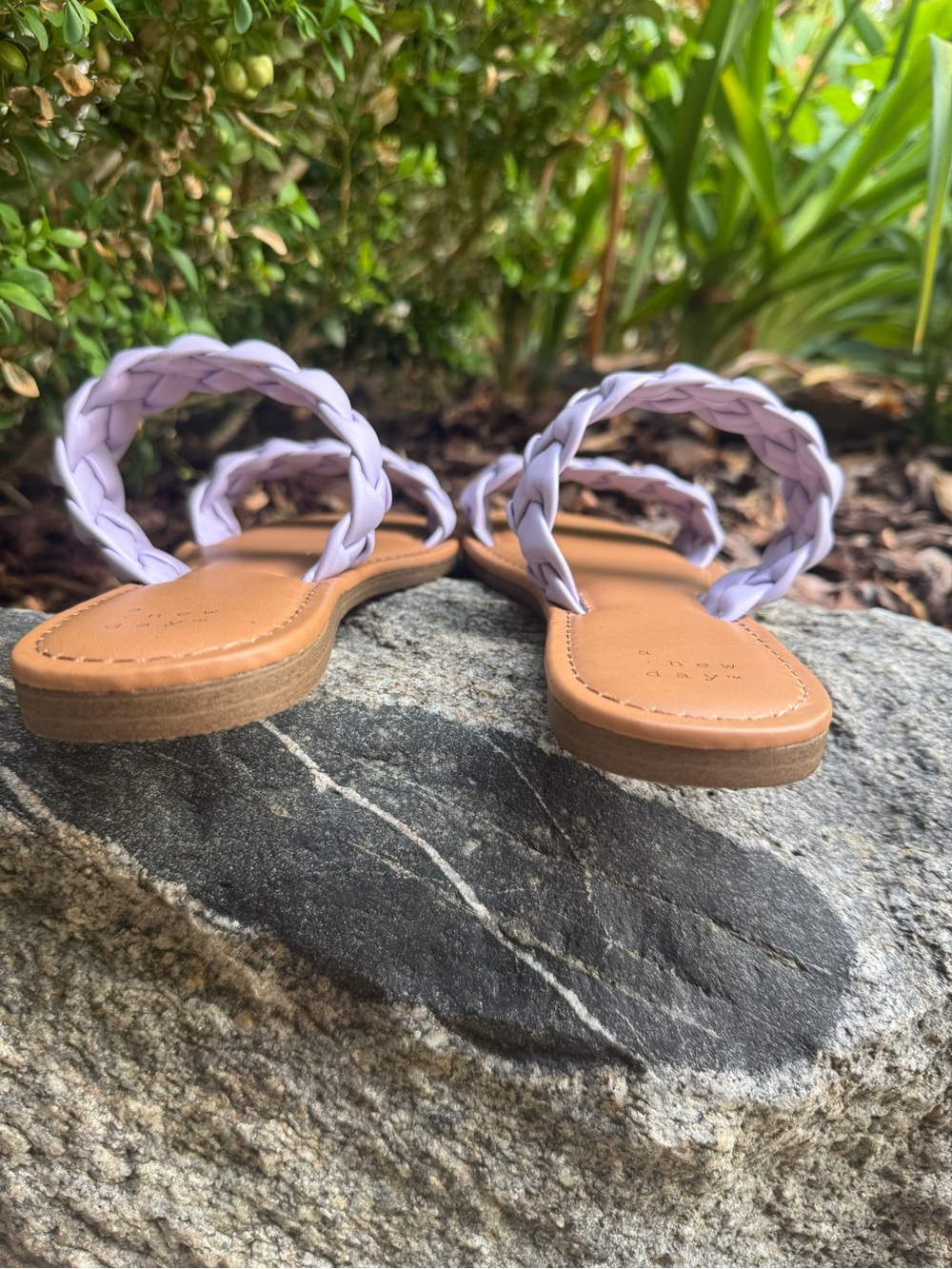 a new day Lilac Braided Double-Strap Slide Sandals Sz 8 NWOT - Picture 3 of 5